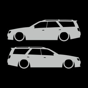 Juego de 2 pegatinas decorativas con silueta de coche rebajado para Nissan Stagea 1996-98 WC34 Zenki Wagon Light Grey