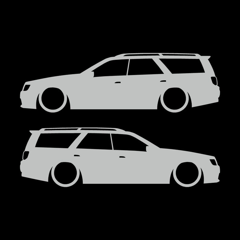 Juego de 2 pegatinas decorativas con silueta de coche rebajado para Nissan Stagea 1996-98 WC34 Zenki Wagon Light Grey