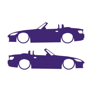 Set Of 2 Lowered Car Silhouette Decal Stickers For Honda S2000 Purple