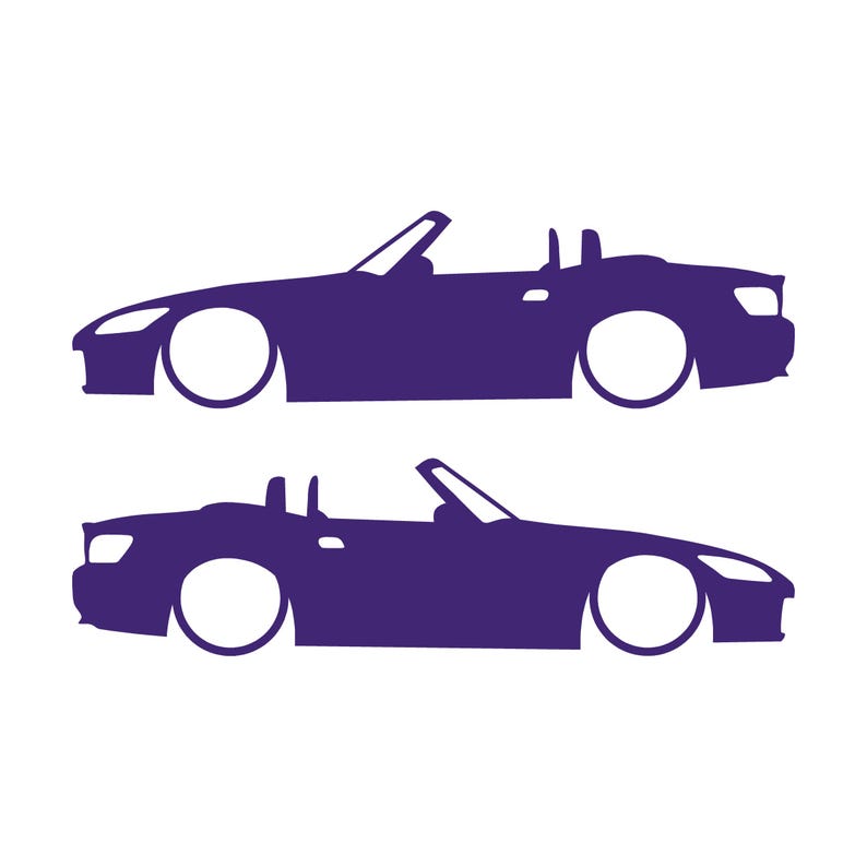 Set Of 2 Lowered Car Silhouette Decal Stickers For Honda S2000 Purple