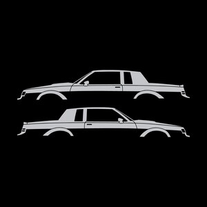 Set Of 2 Car Silhouette Decal Stickers For Buick Grand National Coupe Silver