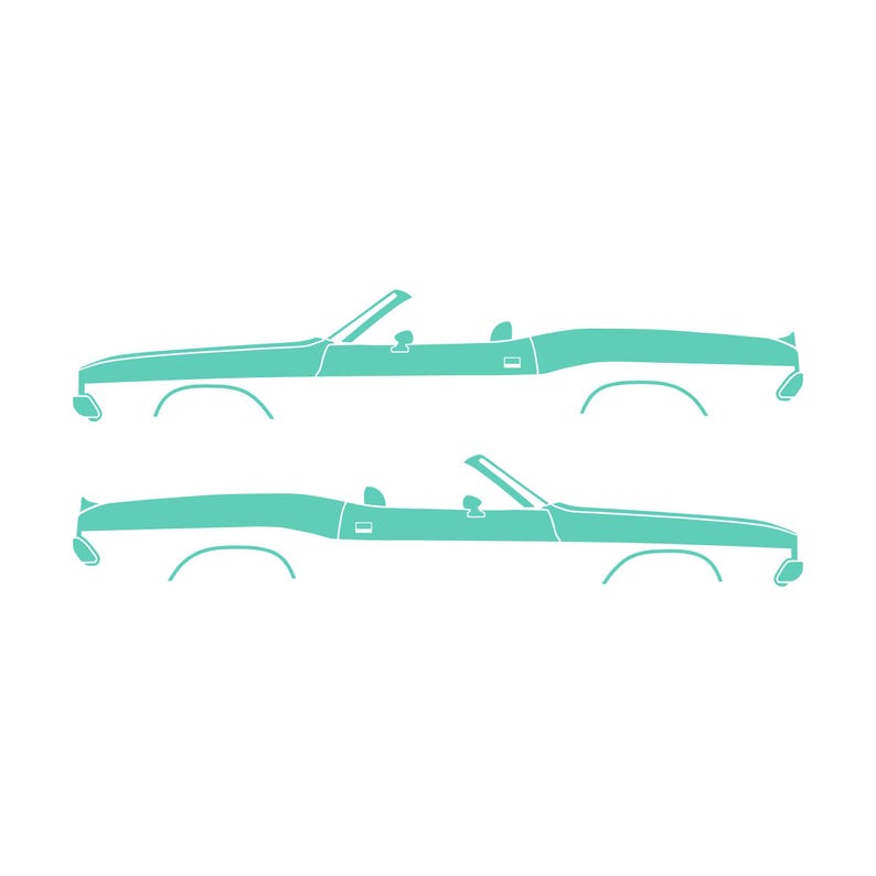 Set Of 2 Car Silhouette Decal Stickers For Dodge Challenger Classic Convertible Mint