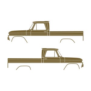 Set van 2 autosilhouet-stickers voor Chevrolet C10 1e generatie korte laadbak 1964-66 Goud