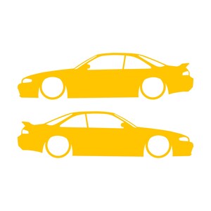 Set Of 2 Lowered Car Silhouette Decal Stickers For Nissan 240 SX S14 Silvia ZENKI Yellow