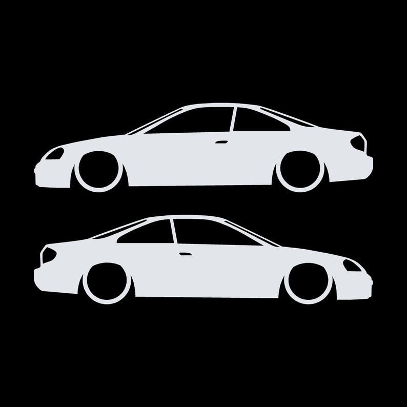 Juego de 2 pegatinas decorativas con silueta de coche rebajado para Acura CL YA4 Coupé de segunda generación Blanco