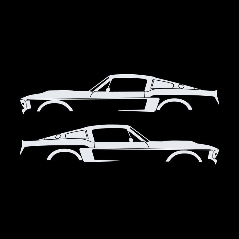 Set van 2 autosilhouet-stickers voor Ford Mustang Shelby GT500 E Wit