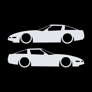 Set Of 2 Lowered Car Silhouette Decal Stickers For Chevrolet Corvette C4 Coupe White