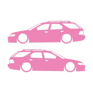 Set med 2 sänkta silhuettdekaler för Honda Accord 5:e generationen 1993-97 kombi Soft Pink