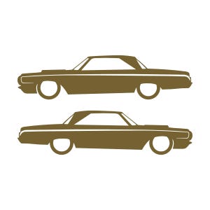 Set Of 2 Car Silhouette Decal Stickers For 1964 Dodge Polara Max Wedge 2-door Hardtop Coupe Gold