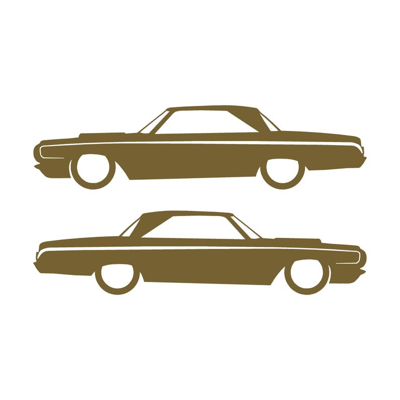 Set Of 2 Car Silhouette Decal Stickers For 1964 Dodge Polara Max Wedge 2-door Hardtop Coupe Gold