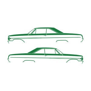 Juego de 2 pegatinas con silueta de coche para Ford Galaxie Coupé de techo rígido de 2 puertas de 1964 Verde