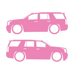 Set med 2 sänkta silhuettdekaler för GMC Yukon 4:e generationens SLT 2015-20 Soft Pink