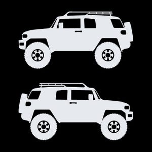 Set Of 2 Lifted Car Silhouette Decal Stickers For Toyota FJ Cruiser White