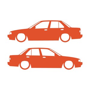 Juego de 2 pegatinas decorativas con silueta de coche rebajado para JDM para Nissan Sentra SE-R Naranja