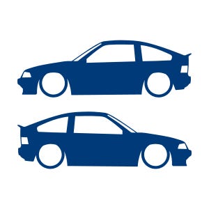 Set Of 2 Lowered Car Silhouette Decal Stickers For Honda CRX Si AF 1984–1987 1st Gen Blue