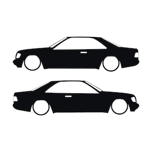 Set Of 2 Car Silhouette Decal Stickers For The Mercedes C124 E-Class W124 Coupe Black