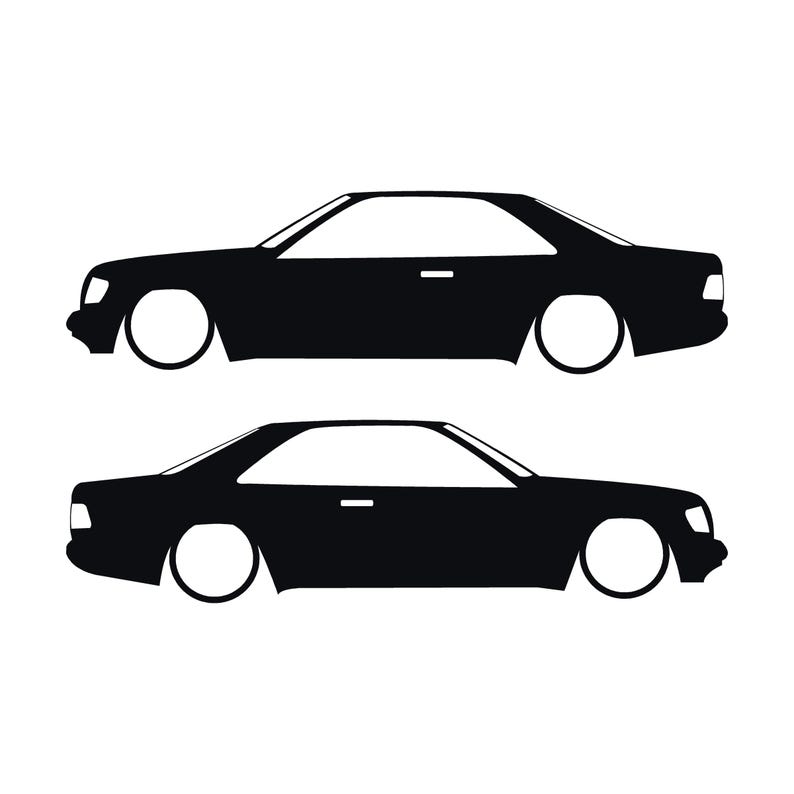 Set Of 2 Car Silhouette Decal Stickers For The Mercedes C124 E-Class W124 Coupe Black