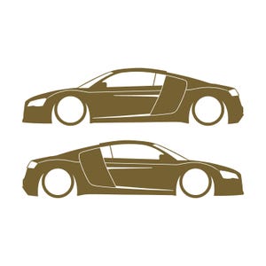 Juego de 2 pegatinas decorativas con silueta de coche rebajado para Audi R8 Coupé de primera generación (2007-2015) Oro