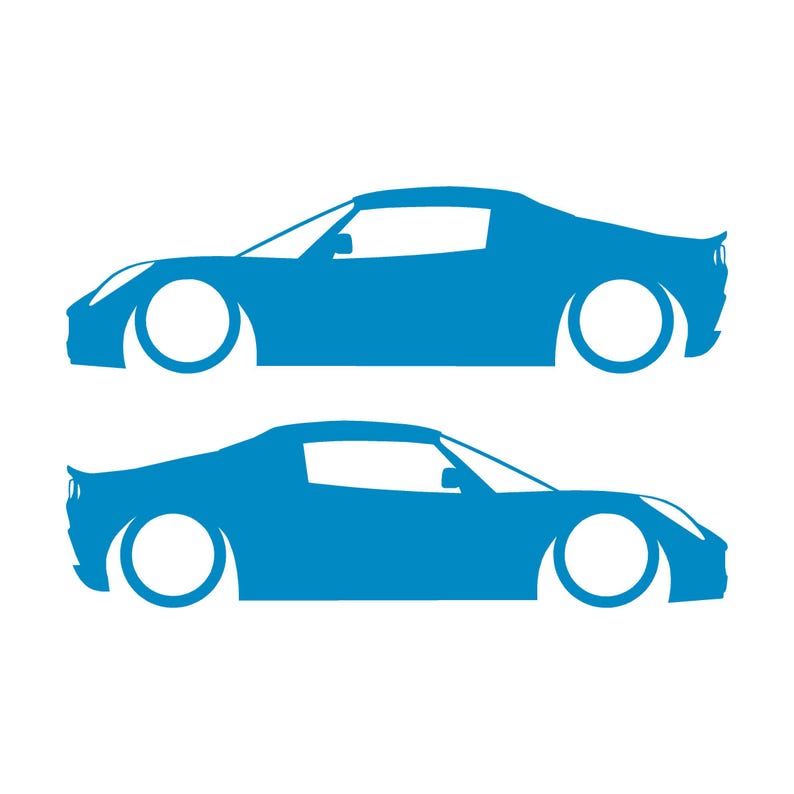 Juego de 2 pegatinas decorativas con silueta de coche rebajado para Lotus Elise S2 Light Blue