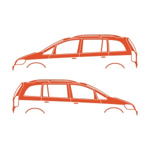 Set Of 2 Car Silhouette Decal Stickers For Vauxhall Opel Zafira A Mk1 Orange