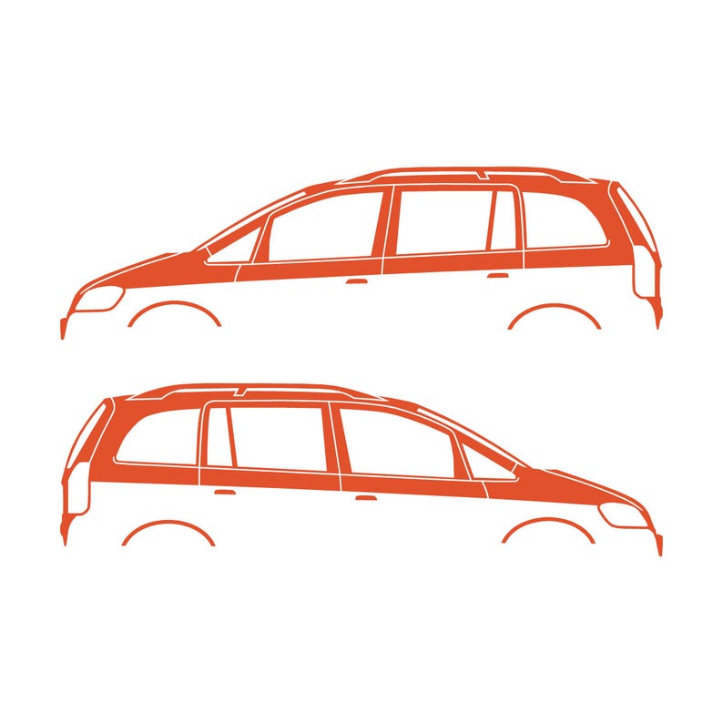 Set Of 2 Car Silhouette Decal Stickers For Vauxhall Opel Zafira A Mk1 Orange
