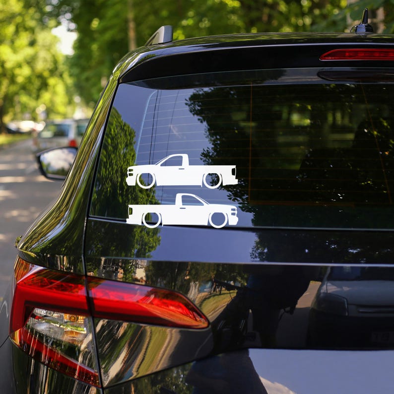 Set Of 2 Lowered Car Silhouette Decal Stickers For Chevrolet Silverado Reg Cab 2014-19 image 2