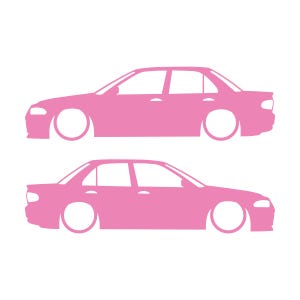 Set mit 2 Aufklebern für tiefergelegte Mitsubishi Lancer Evo 1 2 3 (ohne Heckflügel) Soft Pink