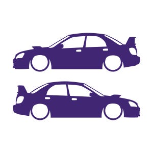 Ensemble de 2 autocollants silhouette de voiture abaissée pour Subaru Impreza WRX 2e génération BLOB EYE Violet