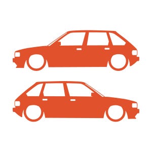 Set Of 2 Lowered Car Silhouette Decal Stickers For Austin Maestro Orange