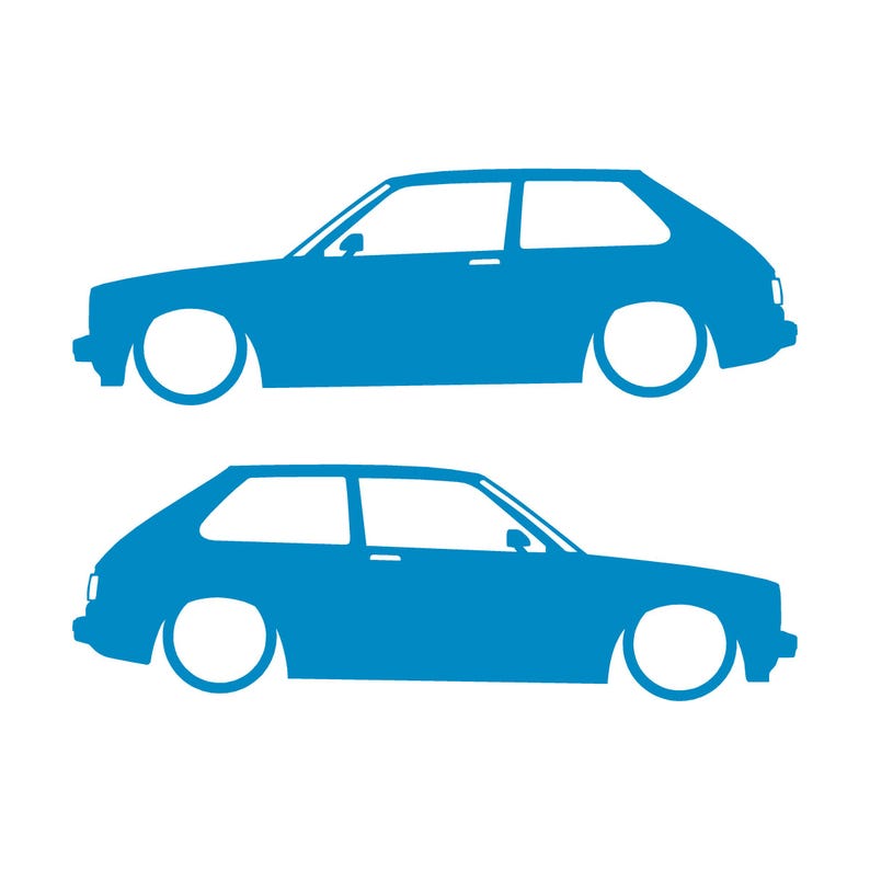 Conjunto de 2 adesivos com silhueta de carro rebaixado para Toyota Starlet GT Turbo EP82 JDM Light Blue