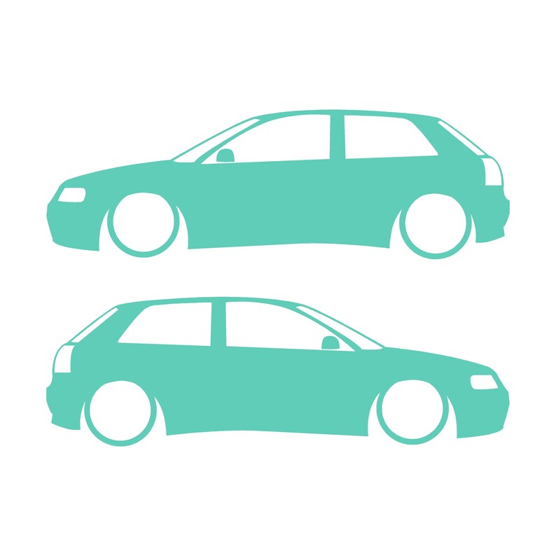 Set Of 2 Lowered Car Silhouette Decal Stickers For Audi A3 S3 8L 1996-2003 Mint