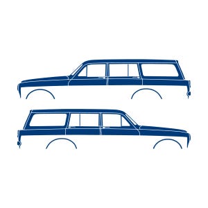 Juego de 2 pegatinas con silueta de coche para Volvo Amazon 122 Wagon Azul
