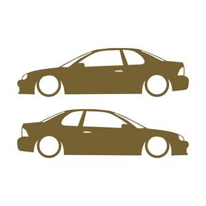 Set Of 2 Lowered Car Silhouette Decal Stickers For Dodge Neon 1st Gen 1994-99 Coupe Gold