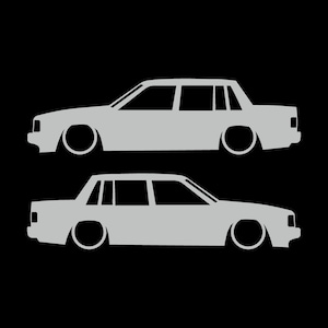 Zestaw 2 naklejek z obniżoną sylwetką samochodu do Volvo 740 744 Sedan Light Grey