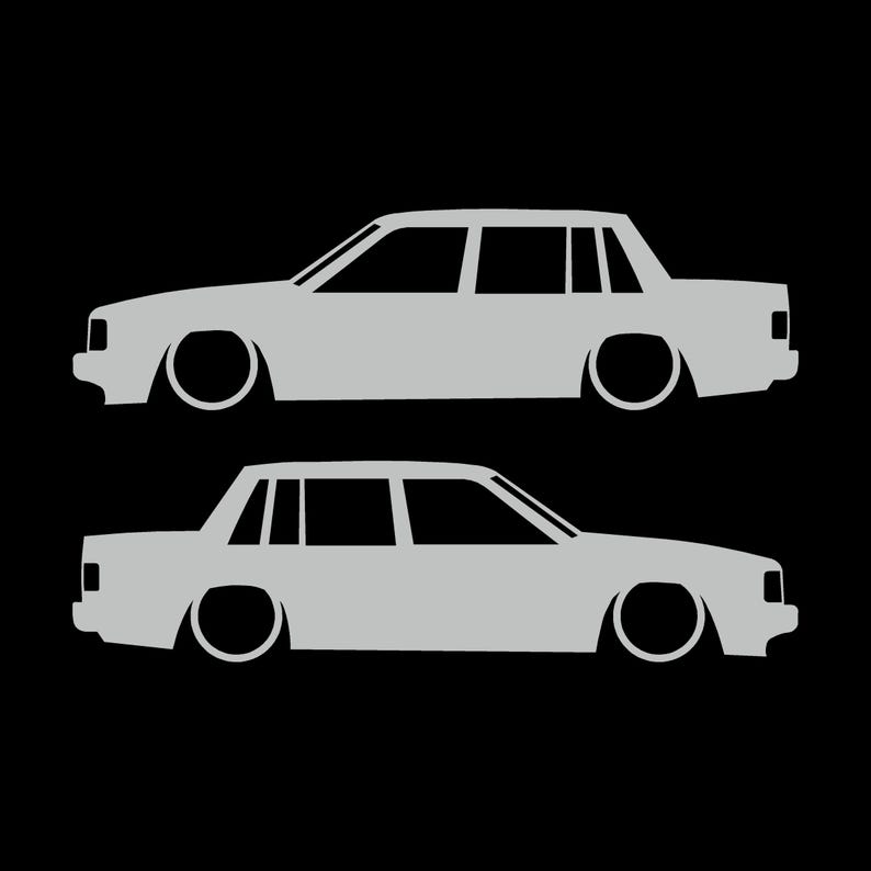 Zestaw 2 naklejek z obniżoną sylwetką samochodu do Volvo 740 744 Sedan Light Grey