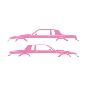 Set Of 2 Car Silhouette Decal Stickers For Buick Grand National Coupe Soft Pink