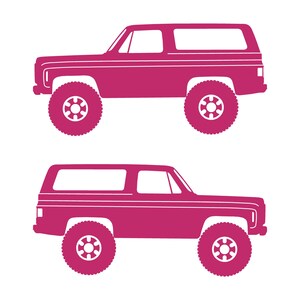 Set Of 2 Lowered Car Silhouette Decal Stickers For Chevrolet K5 Blazer Pink
