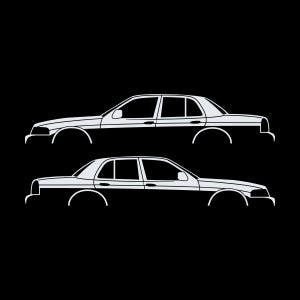Juego de 2 pegatinas con silueta de coche para Ford Crown Victoria de 2.ª generación Blanco