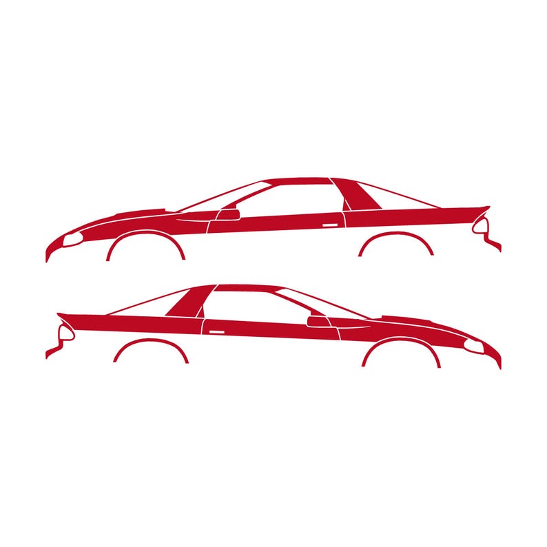 Set Of 2 Car Silhouette Decal Stickers For Chevrolet Camaro SS 4th Gen 1998-2002 Coupe Red