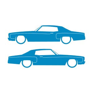 Set Of 2 Car Silhouette Decal Stickers For Chevrolet Monte Carlo 3rd Gen Light Blue