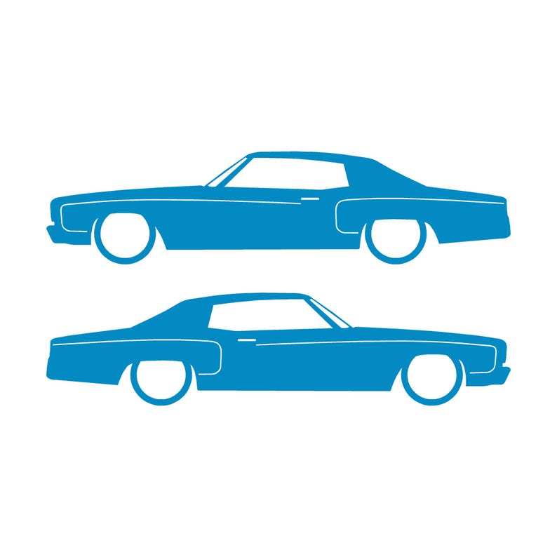 Set Of 2 Car Silhouette Decal Stickers For Chevrolet Monte Carlo 3rd Gen Light Blue
