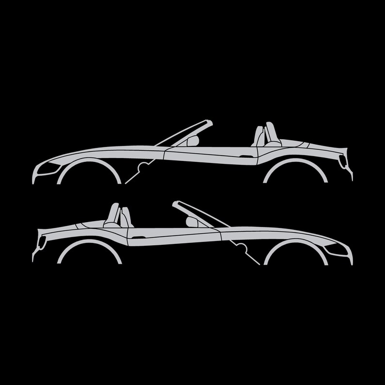 Set Of 2 Car Silhouette Decal Stickers For BMW Z4 E85 Roadster Silver