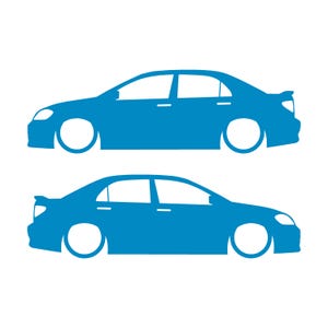 Set Of 2 Lowered Car Silhouette Decal Stickers For Toyota Corolla S XRS 9th Gen Sedan Light Blue