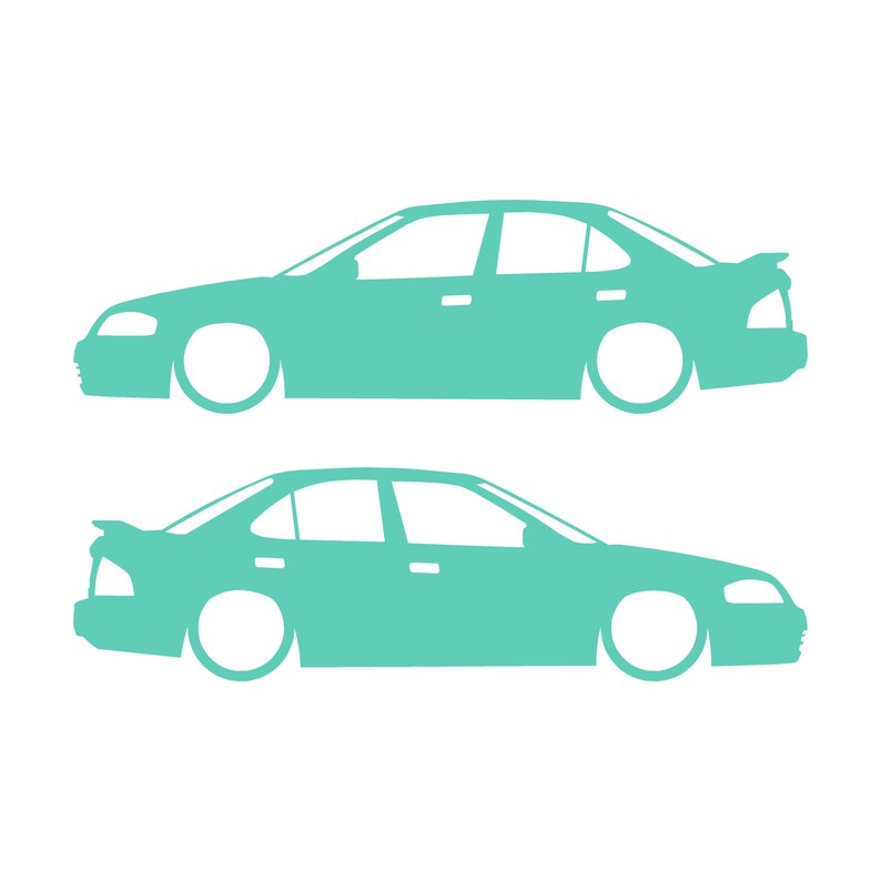 Juego de 2 pegatinas con silueta de coche para Nissan Sentra SE-R B15 Mint