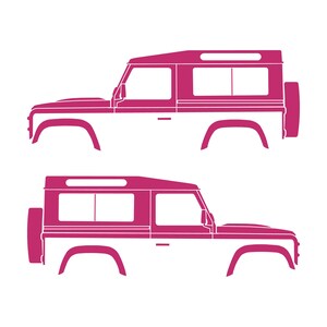 Set Of 2 Car Silhouette Decal Stickers For Land Rover Defender 90 Classic Wagon Pink