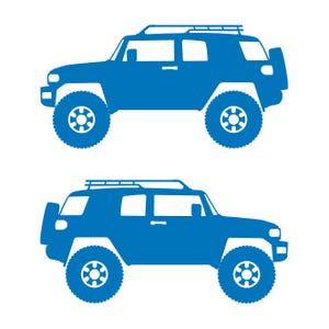 Set Of 2 Lifted Car Silhouette Decal Stickers For Toyota FJ Cruiser Sky Blue