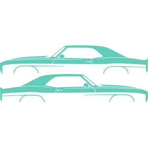 Set Of 2 Car Silhouette Decal Stickers For Chevrolet Camaro 1st Gen Mint