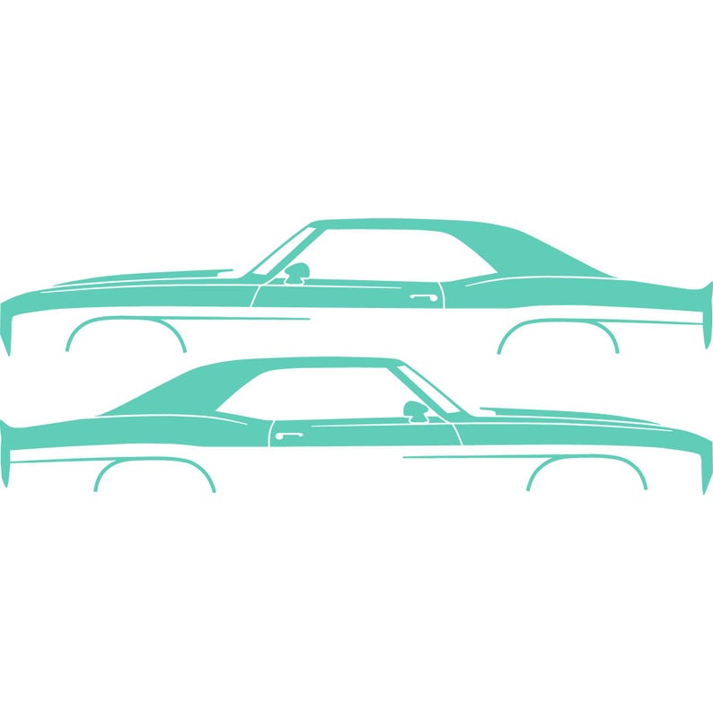 Set Of 2 Car Silhouette Decal Stickers For Chevrolet Camaro 1st Gen Mint