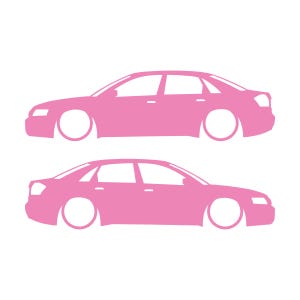 Set Of 2 Lowered Car Silhouette Decal Stickers For Audi A4 S6 B6 Saloon Sedan Soft Pink