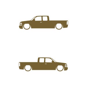 Set Of 2 Lowered Truck Silhouette Decal Stickers For Chevrolet Silverado Extended Cab 1999- 2002 Pickup Gold